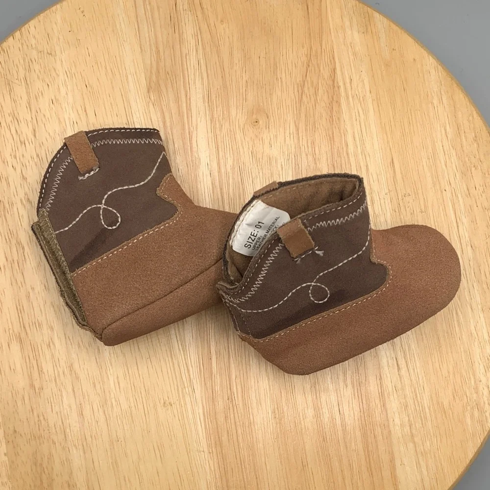 BABY NEWBORN | 0-3 MONTHS UNISEX WESTERN BOOTIES | BROWN TAN LEATHER